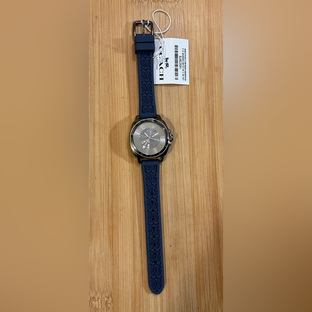 Coach Boyfriend Watch With 34mm Gunmetal Grey Face & Blue Silicone Band - Picture 6 of 8